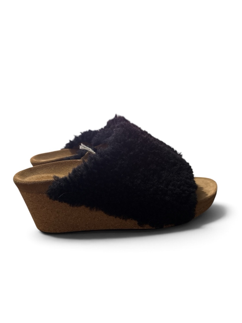 Papillon by Birkenstock Women's Black Shearling Wedge Slide